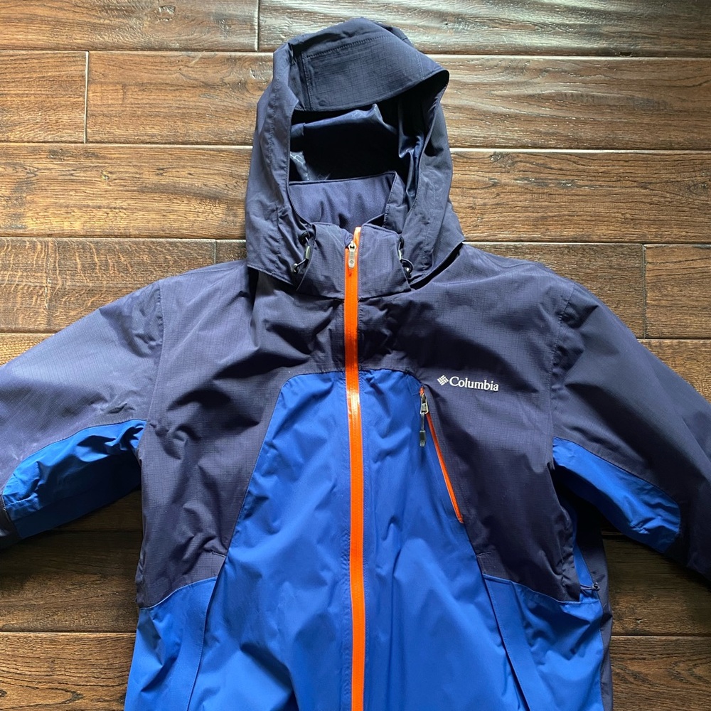 Columbia Men’s Large Interchange 3-in-1 Jacket in Blue with Orange Accents